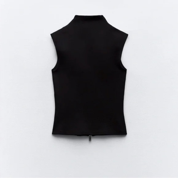 Zara ZARA FITTED TOP WITH ZIPPER. Black. Size XS. New with Tags. - Picture 7 of 7